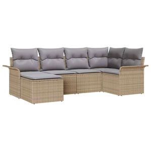 vidaXL Tuin Sofa Set met kussen 6 pcs Beige poly rattan