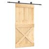 vidaXL Schuifdeur Naturel en Zwart 100 x 210 cm Massief Grenenhout