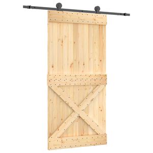vidaXL Schuifdeur Naturel en Zwart 100 x 210 cm Massief Grenenhout