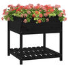 vidaXL Plantenbak met schap 82,5x82,5x81 cm massief grenenhout zwart