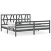 vidaXL Bedframe met hoofdbord massief hout grijs 200x200 cm