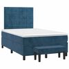 vidaXL Boxspring met matras fluweel donkerblauw 120x190 cm