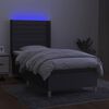 vidaXL Boxspring met matras en LED stof donkergrijs 90x200 cm