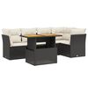 vidaXL 5-delige Loungeset met kussens poly rattan zwart