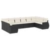 vidaXL 10-delige Loungeset met kussens poly rattan zwart