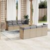 vidaXL 9-delige Loungeset met kussens poly rattan gemengd beige