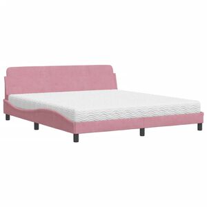vidaXL Bed met matras "Dover" fluweel roze 180x200 cm