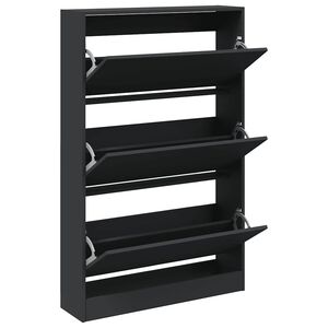 vidaXL Schoenenkast 80x21x125,5 cm bewerkt hout zwart