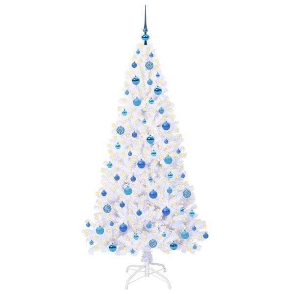 vidaXL Kunstkerstboom met 300 LED Wit 180 cm PVC en staal