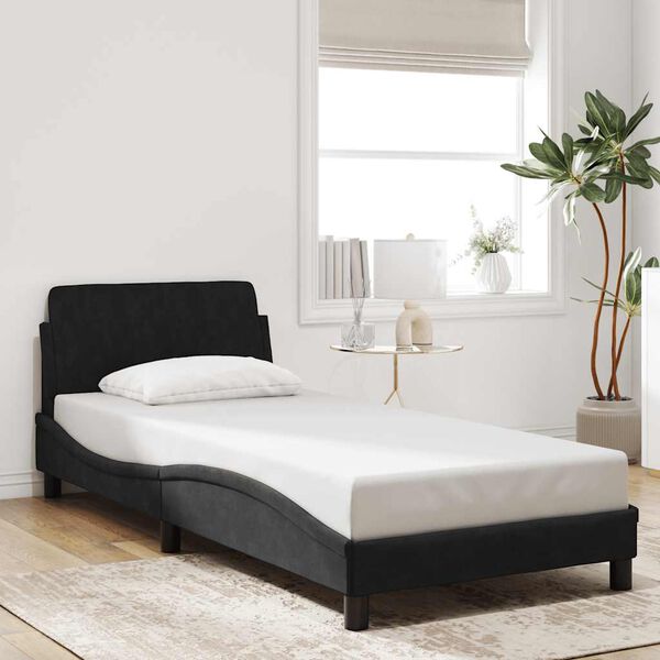 vidaXL Bedframe met hoofdeinde "Dover" 90x190 cm fluweel zwart