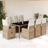 vidaXL 9-delige Bistroset met kussens poly rattan beige