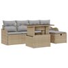 vidaXL Tuin Sofa Set met kussen met opslag 6 pcs Beige Poly riet