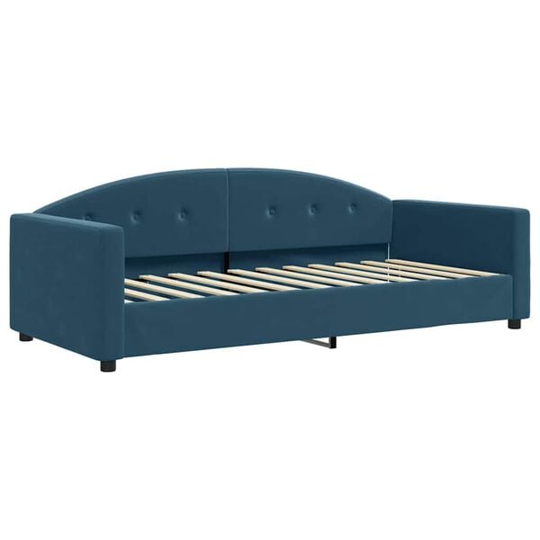 vidaXL Slaapbank onderschuifbed en matrassen 90x200 cm fluweel blauw