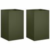 vidaXL Plantenbak 2 st Olijfgroen 40 x 40 x 50 cm Koudgewalst staal