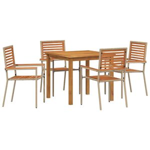 vidaXL Tuin eettafelset 5 st Beige Massief Acaciahout