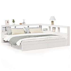 vidaXL Bed met boekenkast zonder matras grenenhout wit 200x200 cm