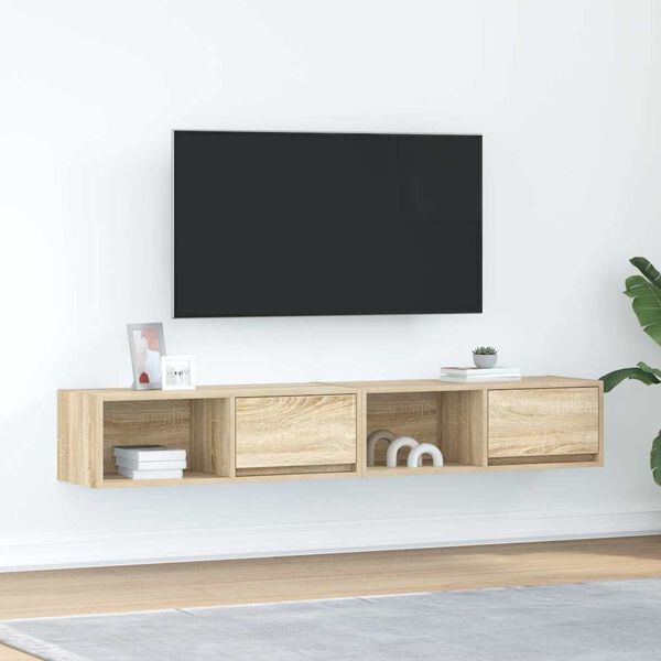 vidaXL Tv-meubels 2 st 80x31x25,5 cm bewerkt hout sonoma eikenkleurig