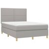 vidaXL Boxspring met matras stof lichtgrijs 140x190 cm