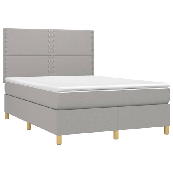 vidaXL Boxspring met matras stof lichtgrijs 140x190 cm