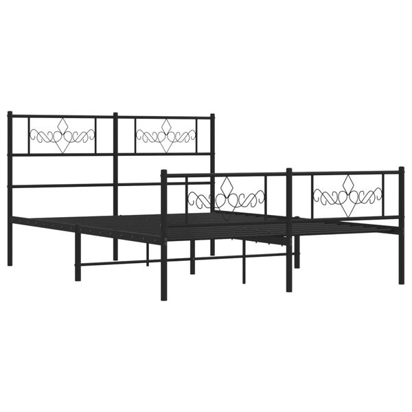 vidaXL Bedframe met voetbord zonder matras metaal zwart 160x200 cm