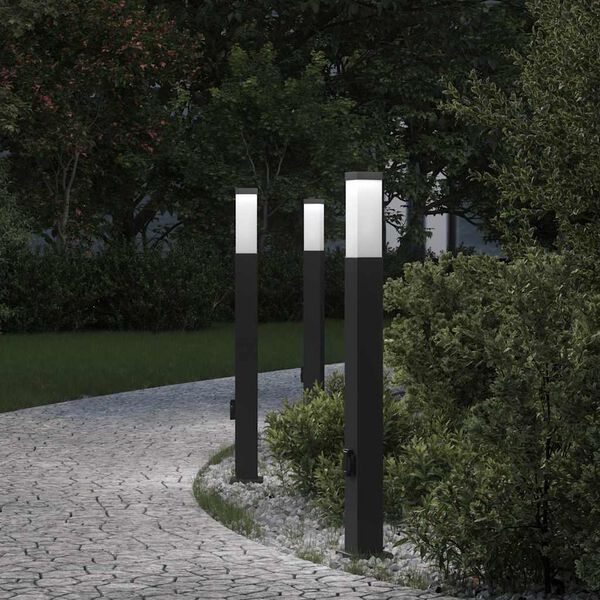vidaXL Bolderverlichting met stopcontact 3 stuks 80 cm Zwart IP44