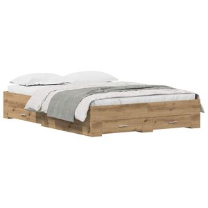 vidaXL Bedframe met lade Artisan Eiken 140 x 200 cm Bewerkt hout