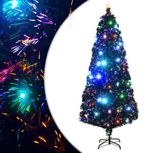 vidaXL Voorverlichte kerstboom met standaard en LED 210 cm glasvezel