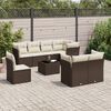 vidaXL 9-delige Loungeset met kussens poly rattan bruin