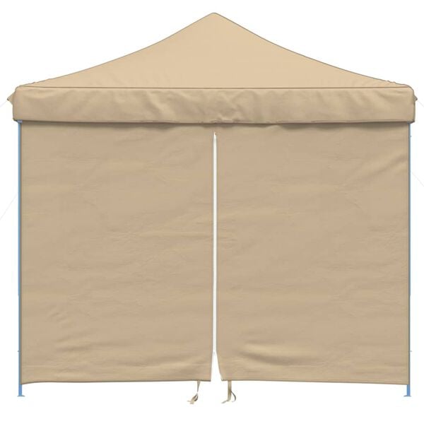 vidaXL Partytent inklapbaar pop-up met 4 zijwanden beige
