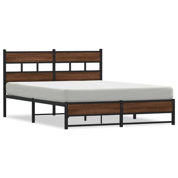 vidaXL Bedframe zonder matras metaal bruin eikenkleurig 135x190 cm