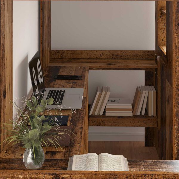 vidaXL Loft Bedframe met Bureau Oudhout 80 x 200 cm Bewerkt hout