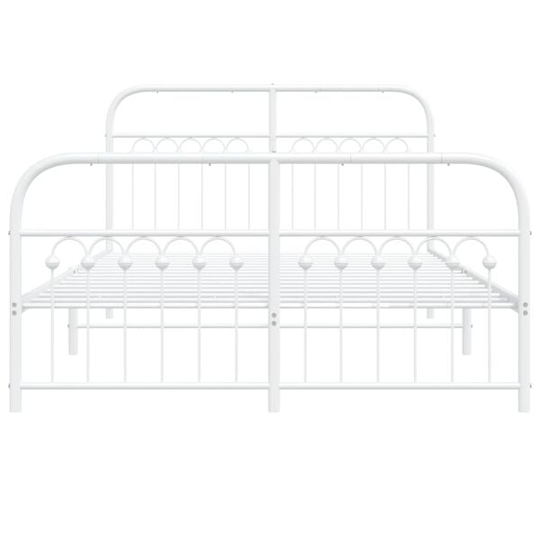 vidaXL Bedframe met hoofd- en voeteneinde metaal wit 140x200 cm