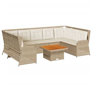 vidaXL 7-delige Loungeset met kussens poly rattan beige