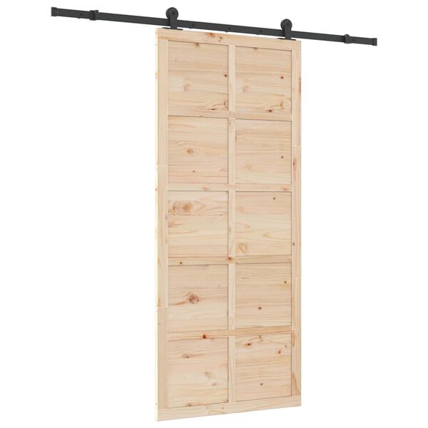 vidaXL Schuifdeur Bruin 100 x 208 cm Massief grenenhout