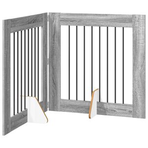 vidaXL Opvouwbaar hondenhek met standaards 2 st Grijs Sonoma 160,5 cm