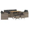 vidaXL 6-delige Loungeset met kussens poly rattan grijs