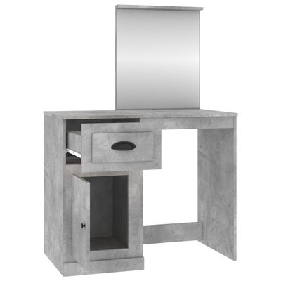 vidaXL Kaptafel met spiegel 90x50x132,5 cm bewerkt hout betongrijs