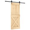 vidaXL Schuifdeur Naturel en Zwart 80 x 210 cm Massief Grenenhout