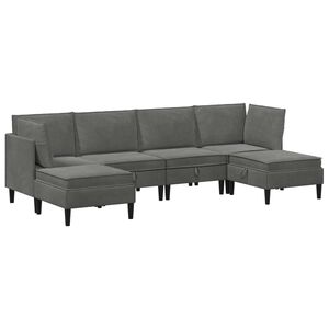 vidaXL Woonkamer Meubelset 6 st Donkergrijs Fluweel