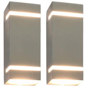 vidaXL Buitenwandlampen 2 st 35 W rechthoekig zilverkleurig