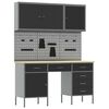 vidaXL Werk Cabinet met lade met opslag 8 pcs Zwart 150 x 55 x 200 cm