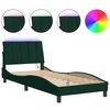 vidaXL Bedframe met LED zonder matras "Hanko" fluweel donkergroen 90x200 cm