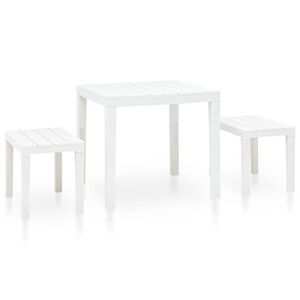 vidaXL Tuintafel met 2 banken kunststof wit