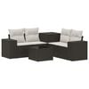 vidaXL Bankstel 6 st Zwart en Cream Wit Poly Rattan en Staal