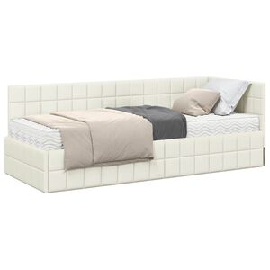 vidaXL Hoekbedframe met Matras met hoofdeinde 2 st Cr&egrave;me Fluweel