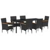 vidaXL Tuin eettafelset 7 st Zwart poly rattan