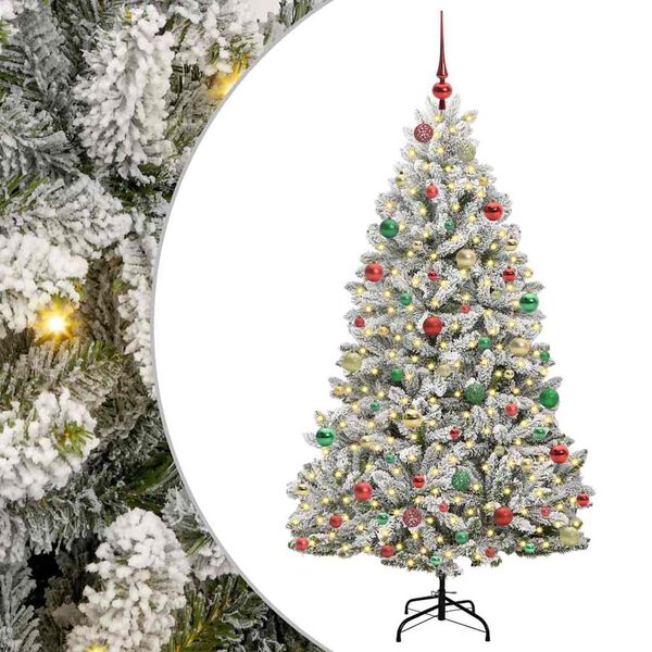 vidaXL Kunstkerstboom met 300 LED Groen en Wit 180 cm PVC en Metaal