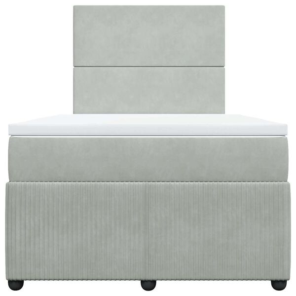 vidaXL Boxspring met matras fluweel lichtgrijs 120x200 cm