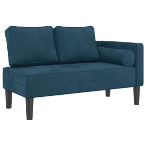 vidaXL Chaise longue met kussens fluweel blauw