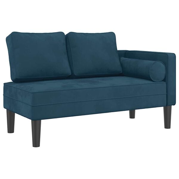 vidaXL Chaise longue met kussens fluweel blauw